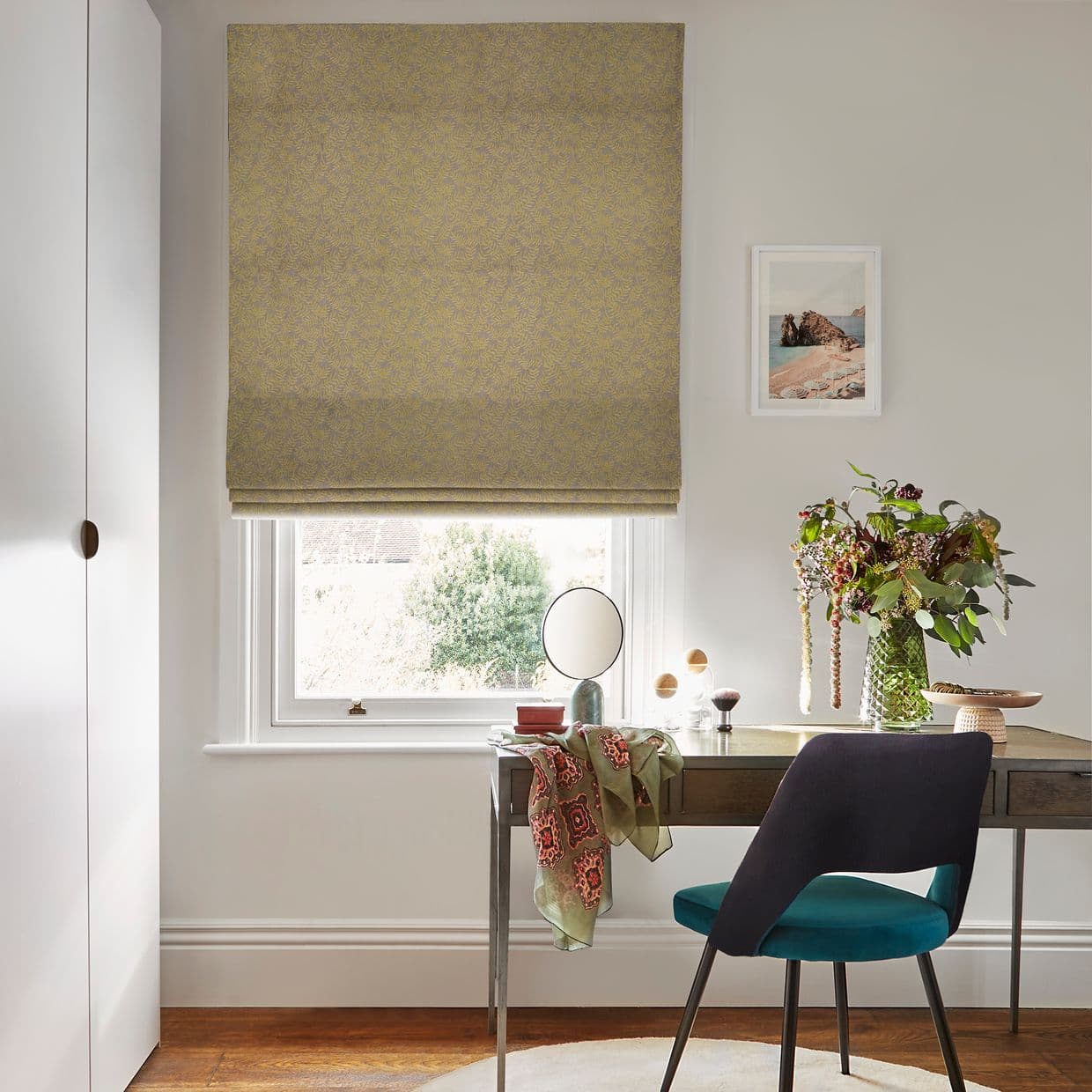 Fronds Harvest Roman blind