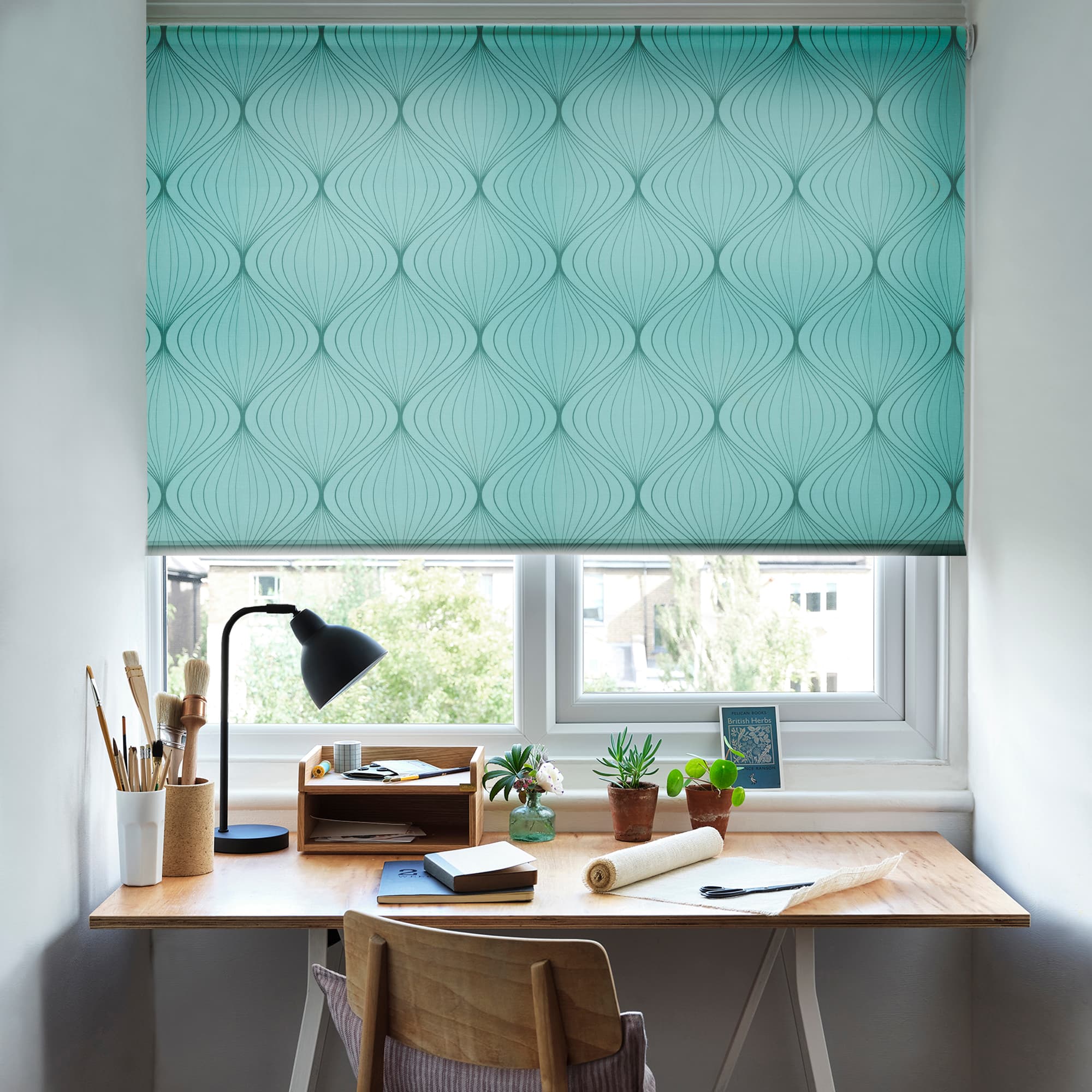 Heathdene Sea Green Roller blind