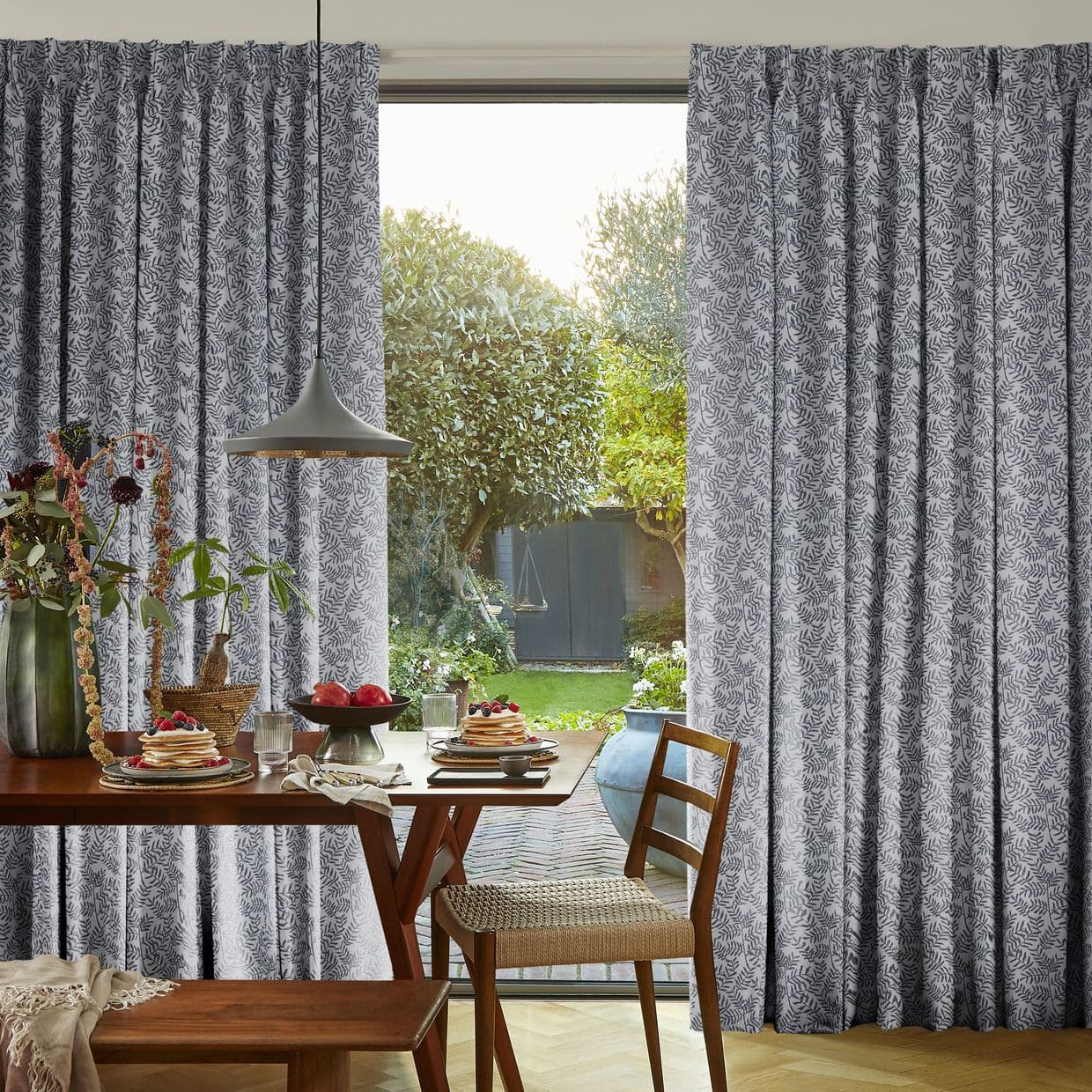 Fronds Navy Curtain