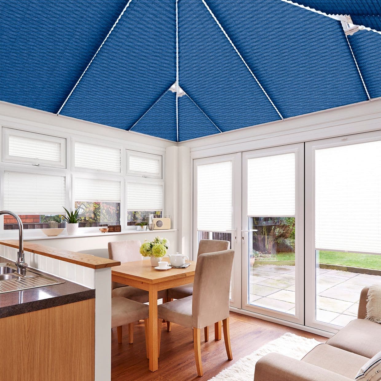 Metro Blue Conservatory Roof Pleated Blind