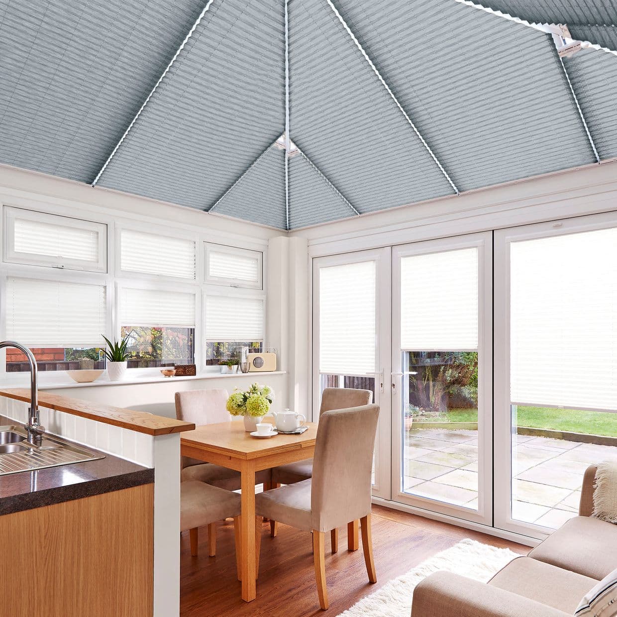 Sasso Blue Conservatory Roof Pleated Blind