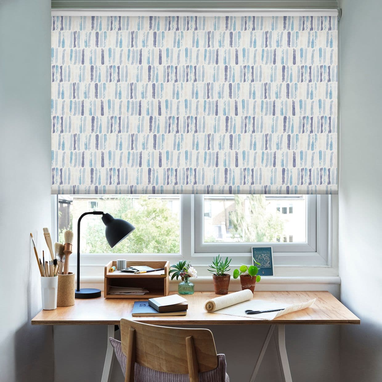 Tally Blackout Indigo Roller Blind
