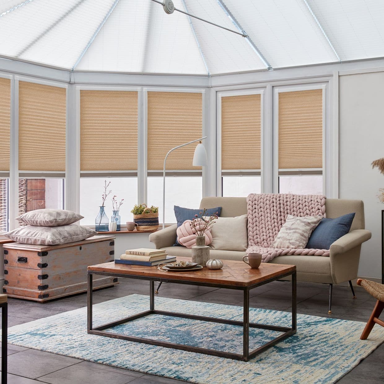 Profusion Copper Gold Conservatory Side Pleated Blind