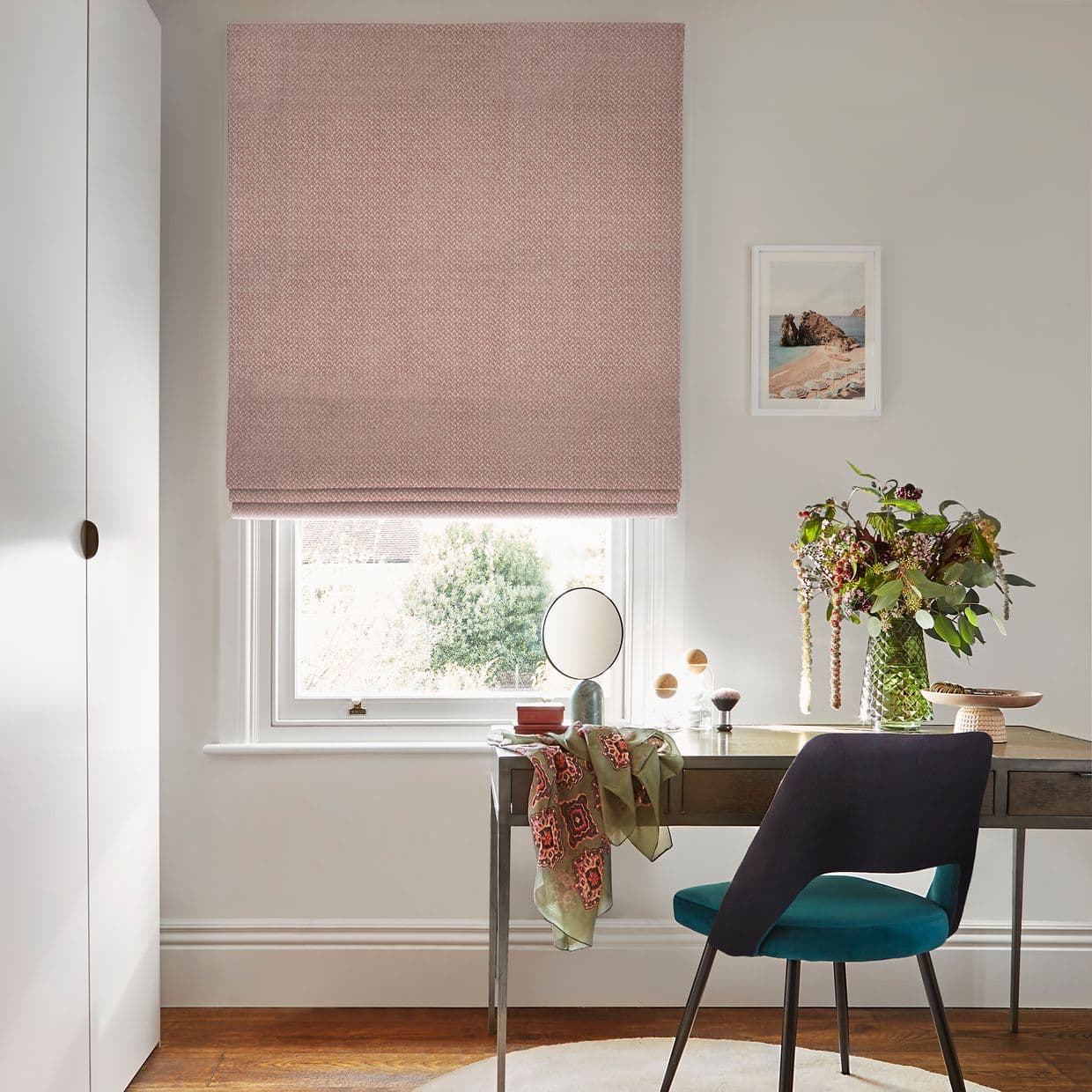 Wave Rose Blush Roman blind