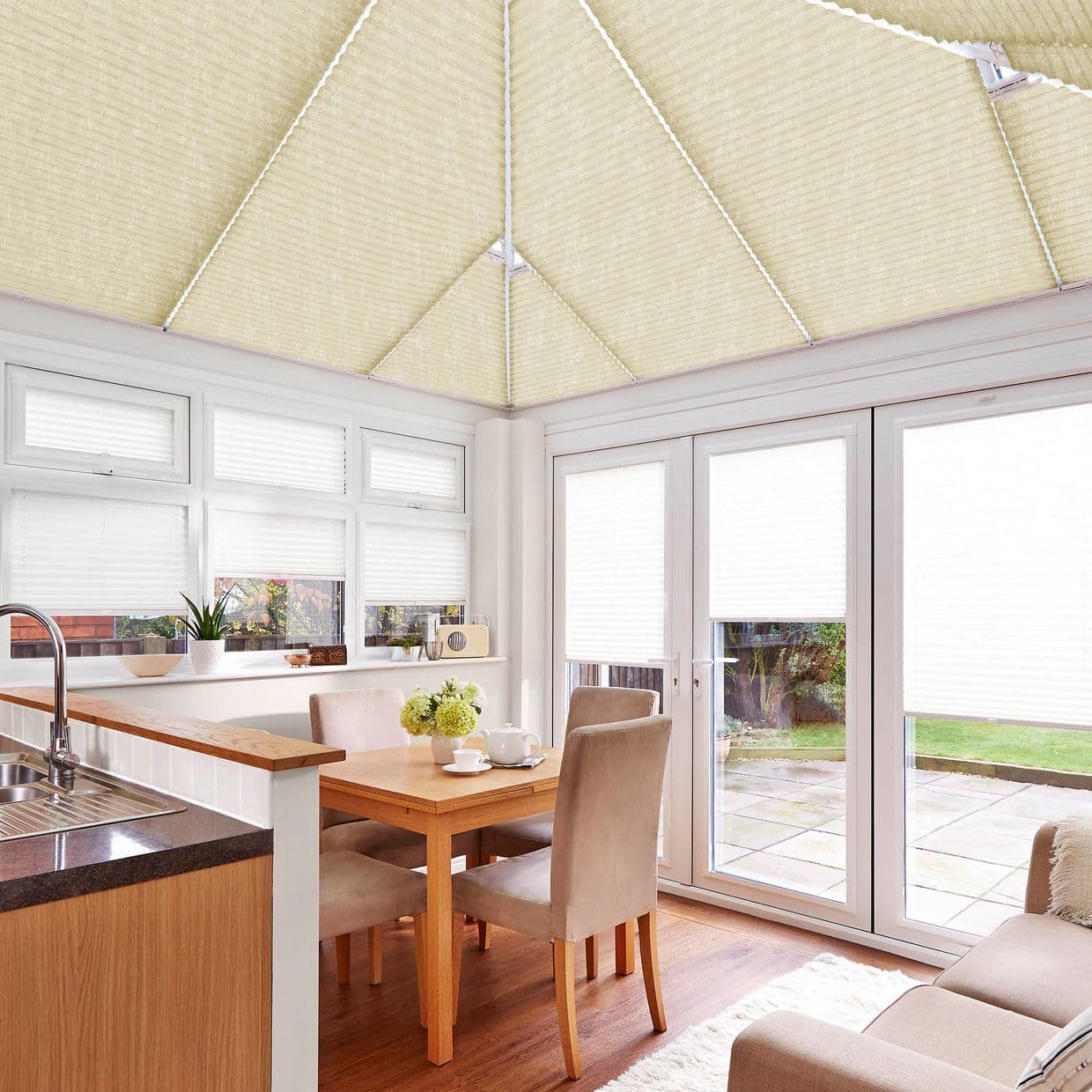 Luster Shell Gold Conservatory Roof Pleated Blind