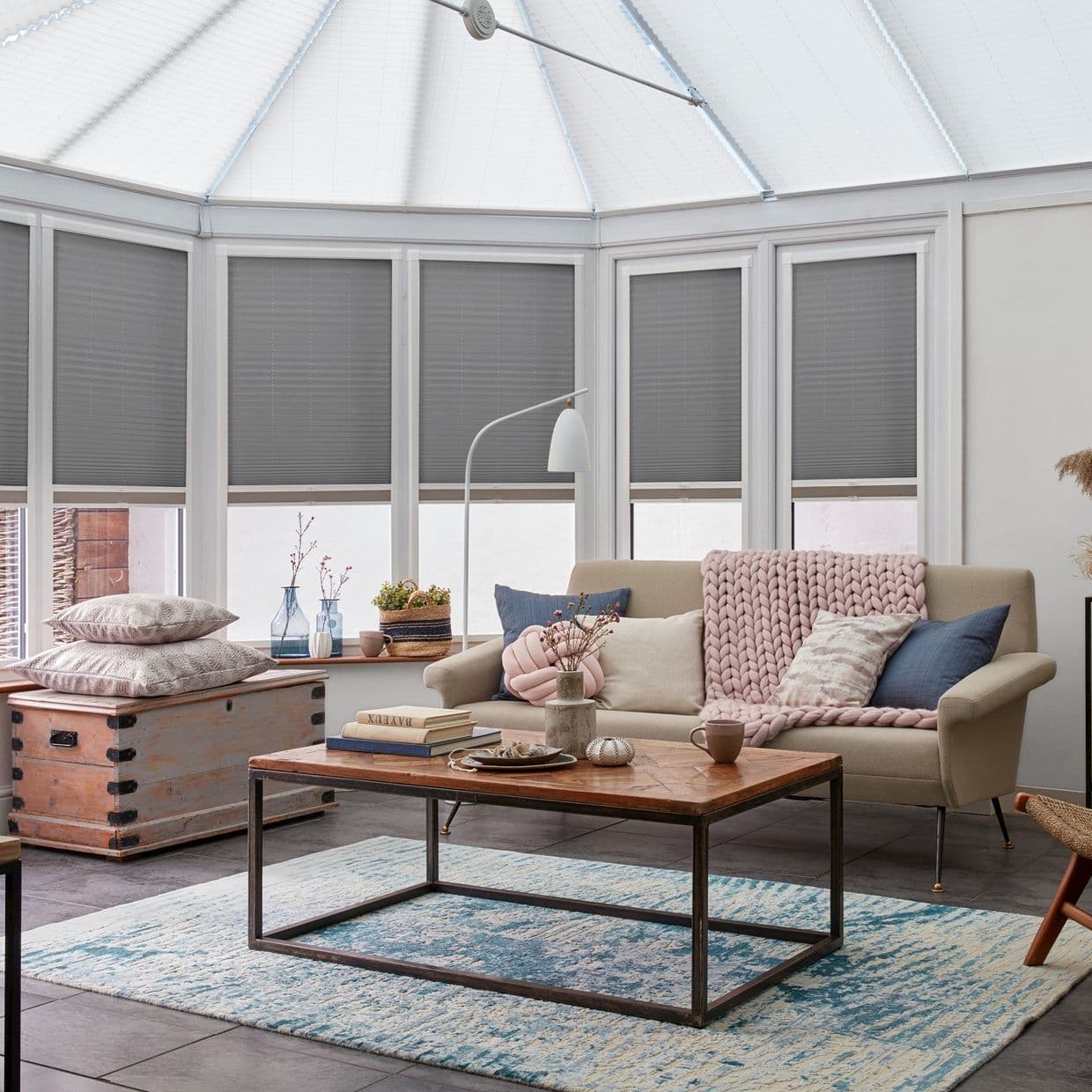 Crush Charcoal Conservatory Side Pleated Blind