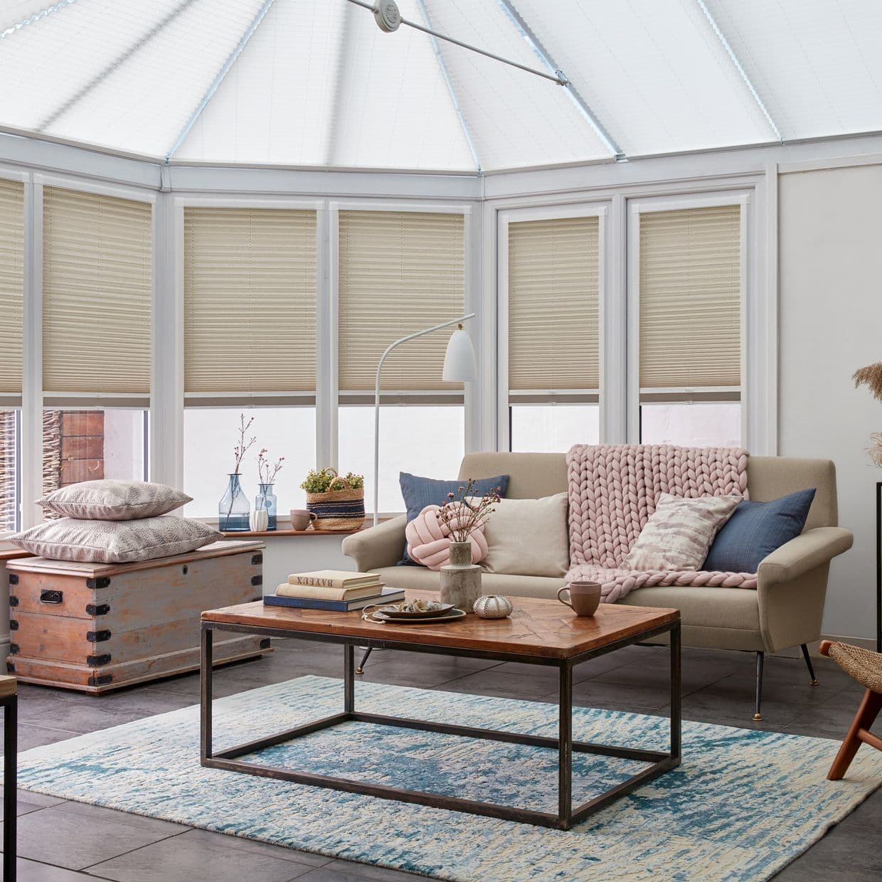 Elba Sand Conservatory Side Pleated Blind