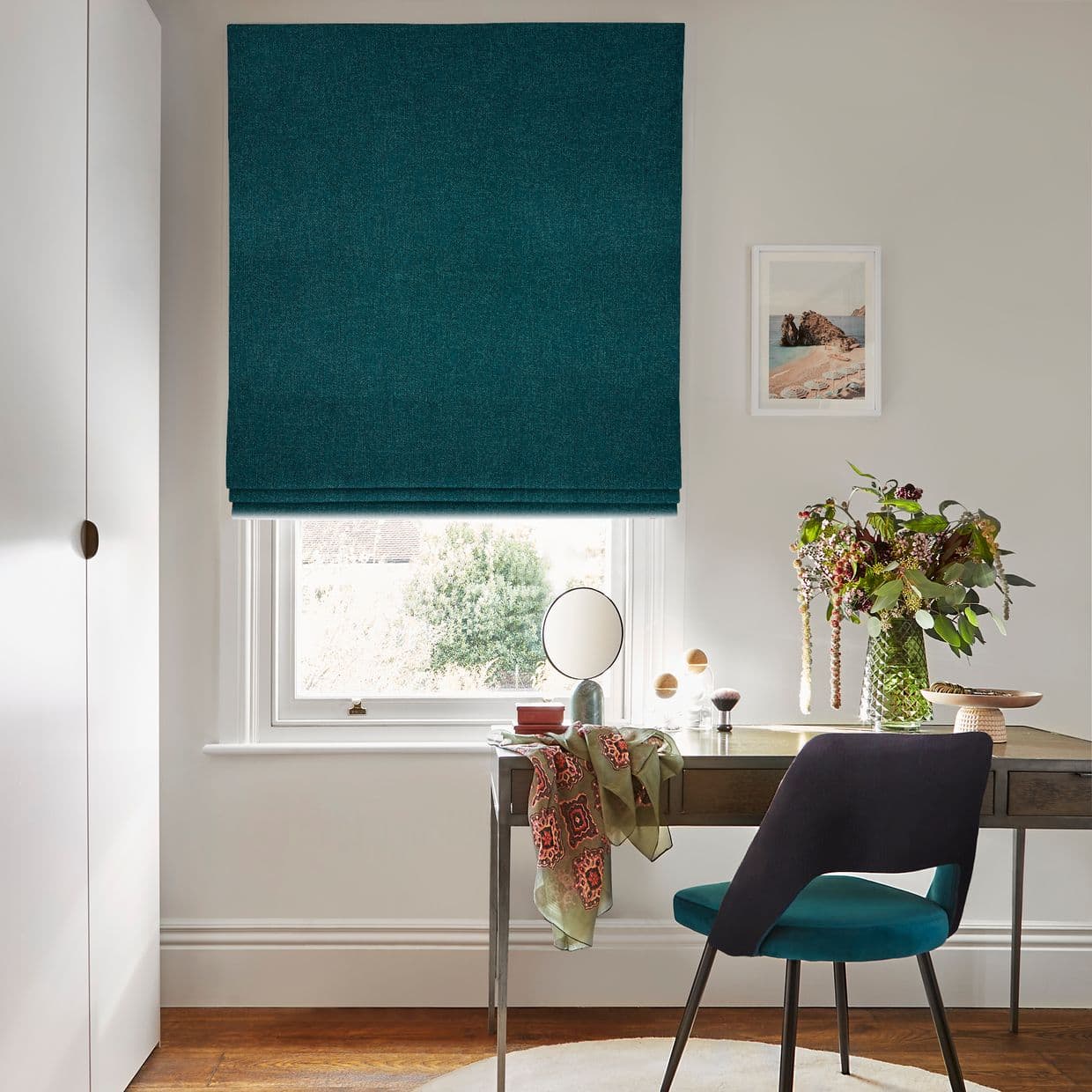Boheme Teal Roman blind