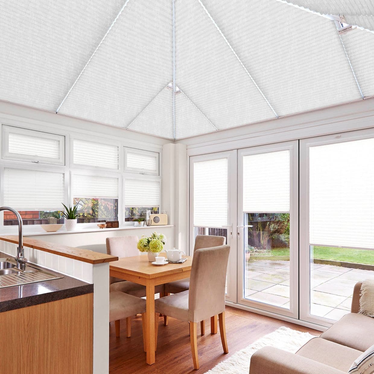 Luster White Conservatory Roof Pleated Blind