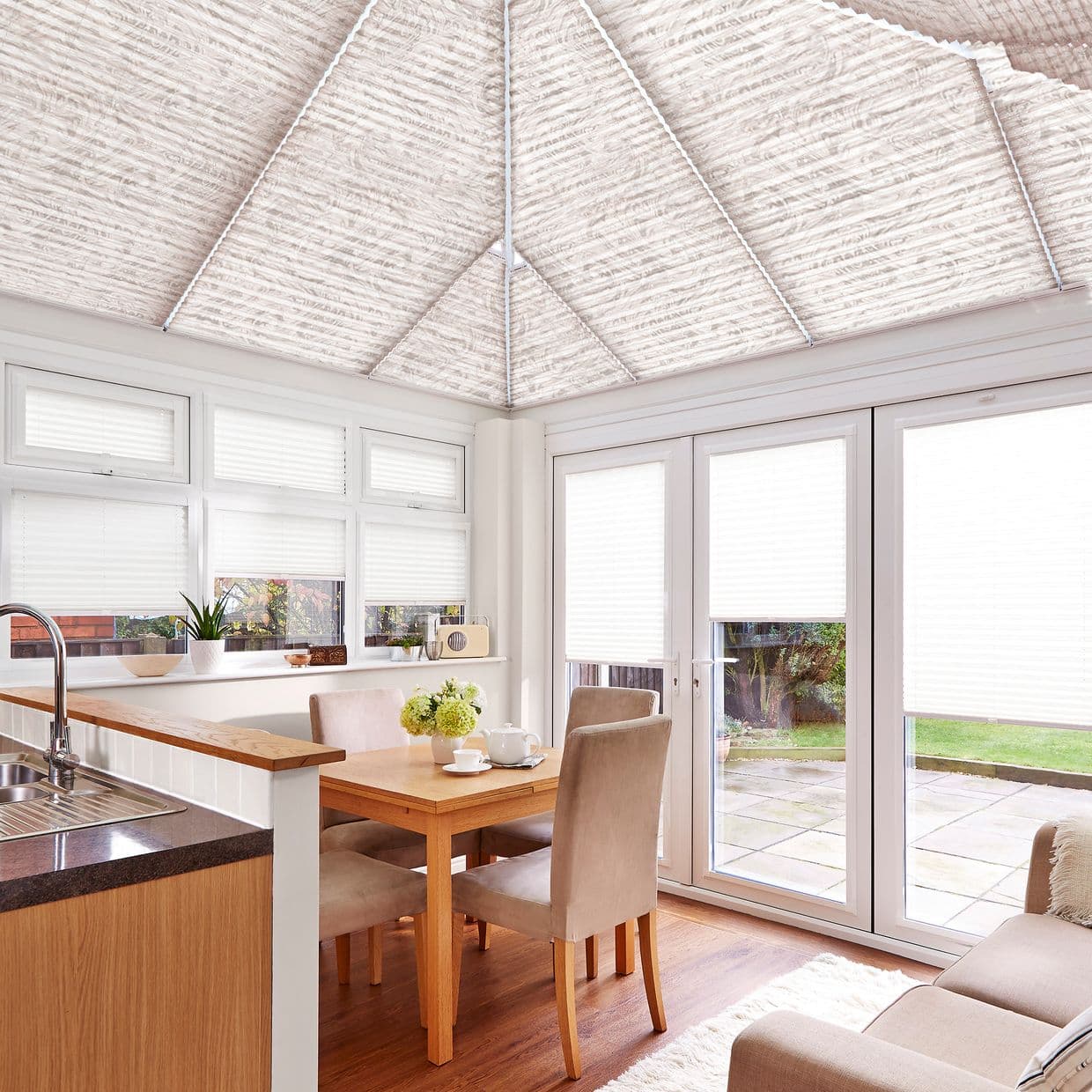 Quartz Pink/Grey Conservatory Roof Pleated Blind