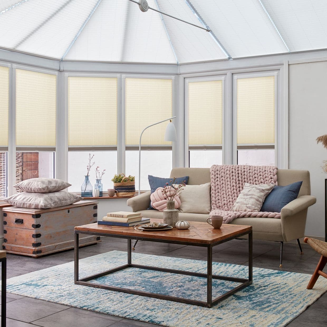 Moreno Cornsilk Conservatory Side Pleated Blind