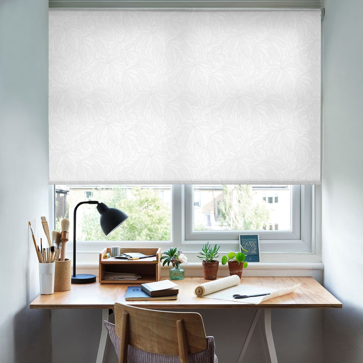 Greenery Fresh White Roller Blind