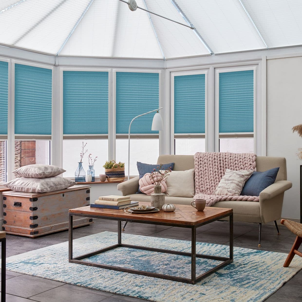 Tocarra Blue Conservatory Side Pleated Blind
