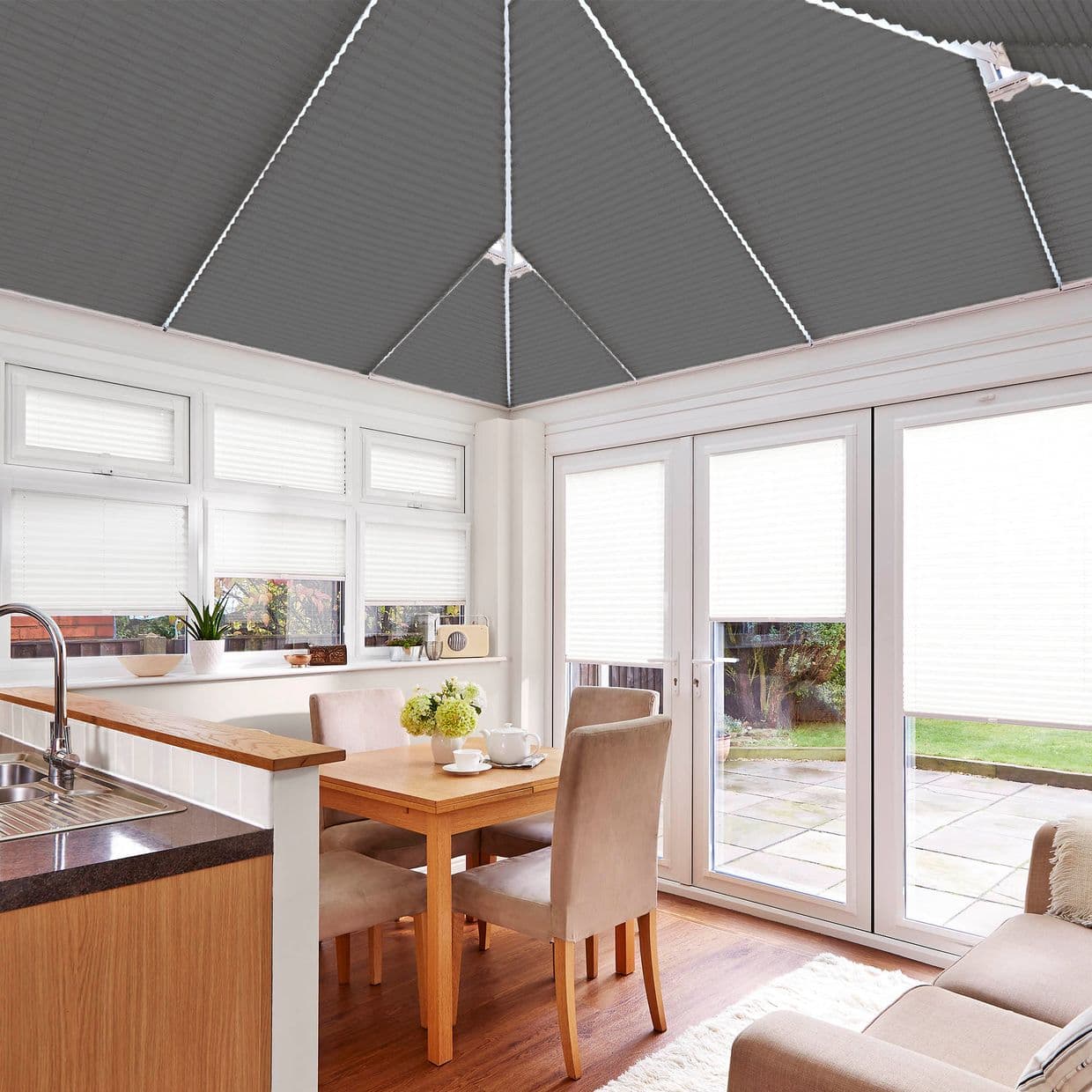 Lanbury Blackout Charcoal Conservatory Roof Pleated Blind