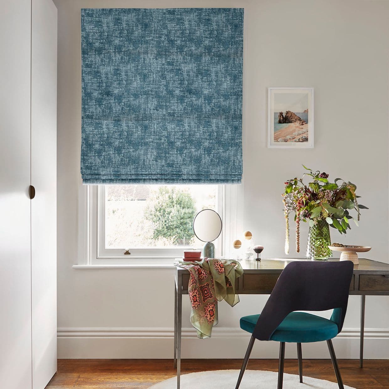 Dusk Teal Roman blind