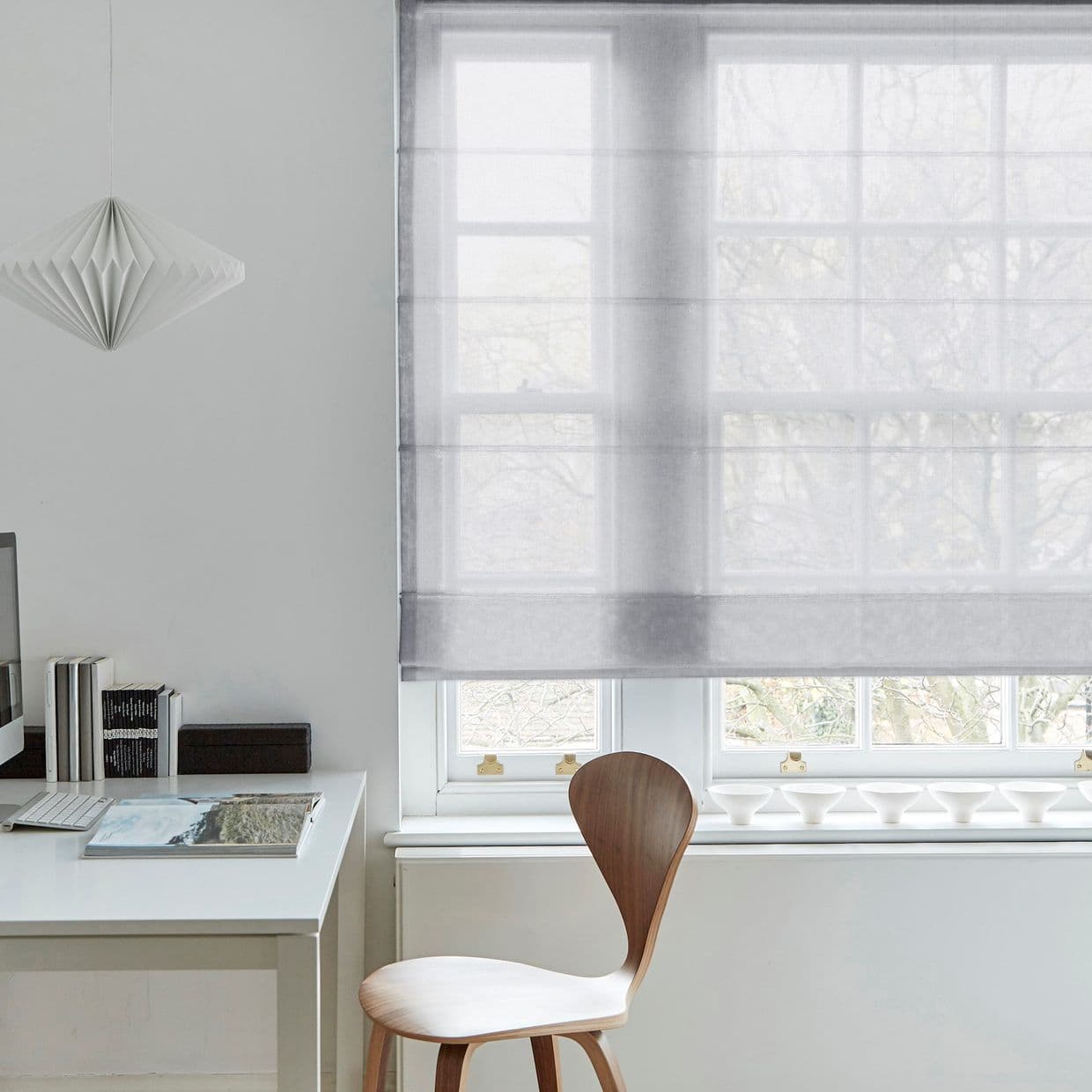 Clarity White Voile Roman Blind