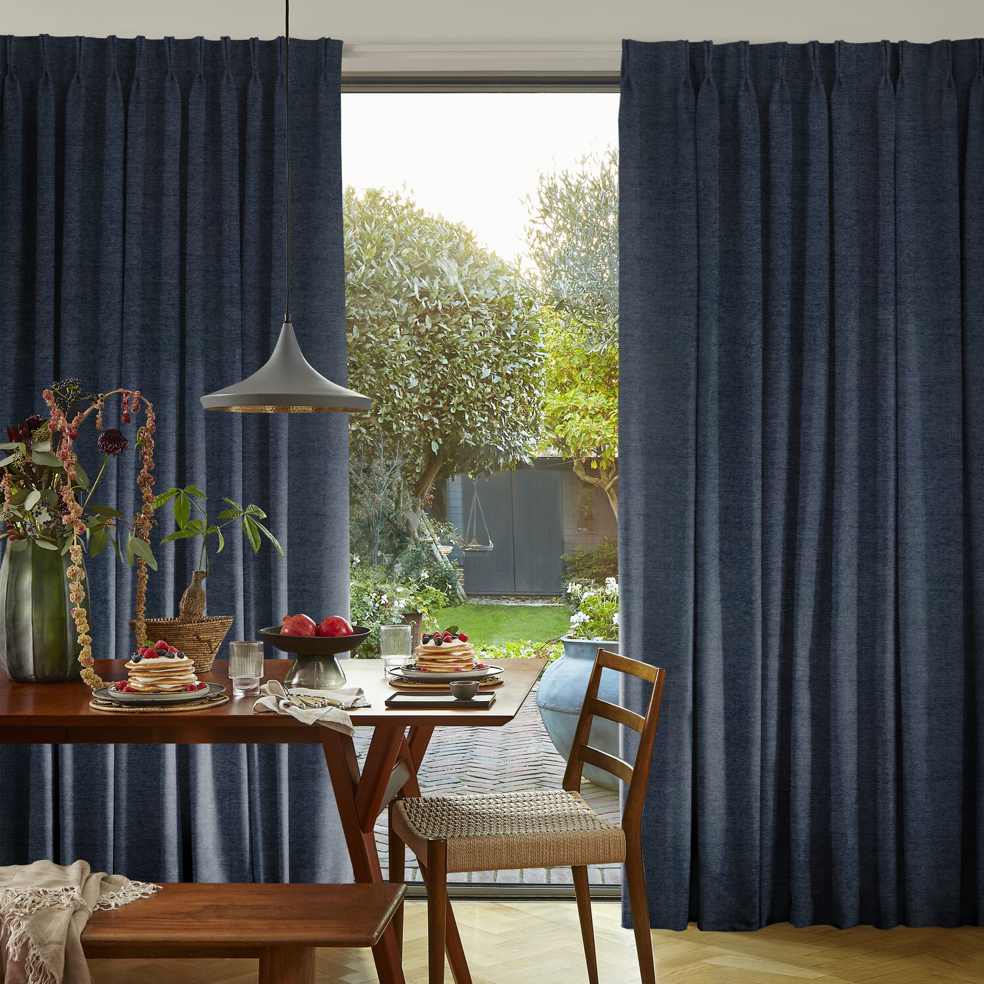 Pique Dark Blue Curtains