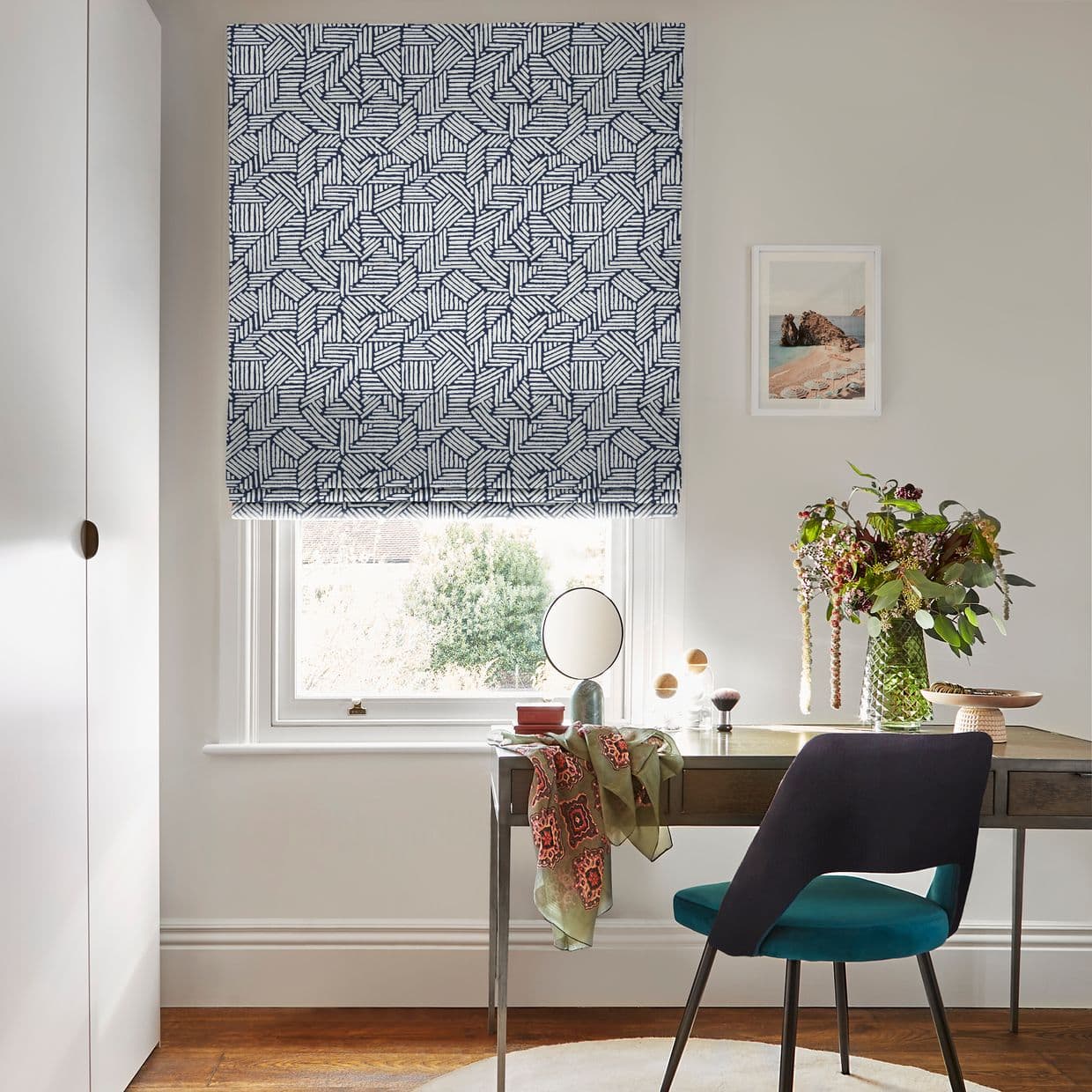 Parquet Blue Roman blind