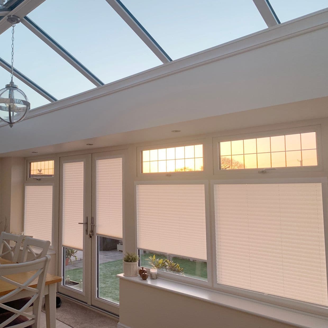 Crush Blush Pink Conservatory Side Pleated Blind