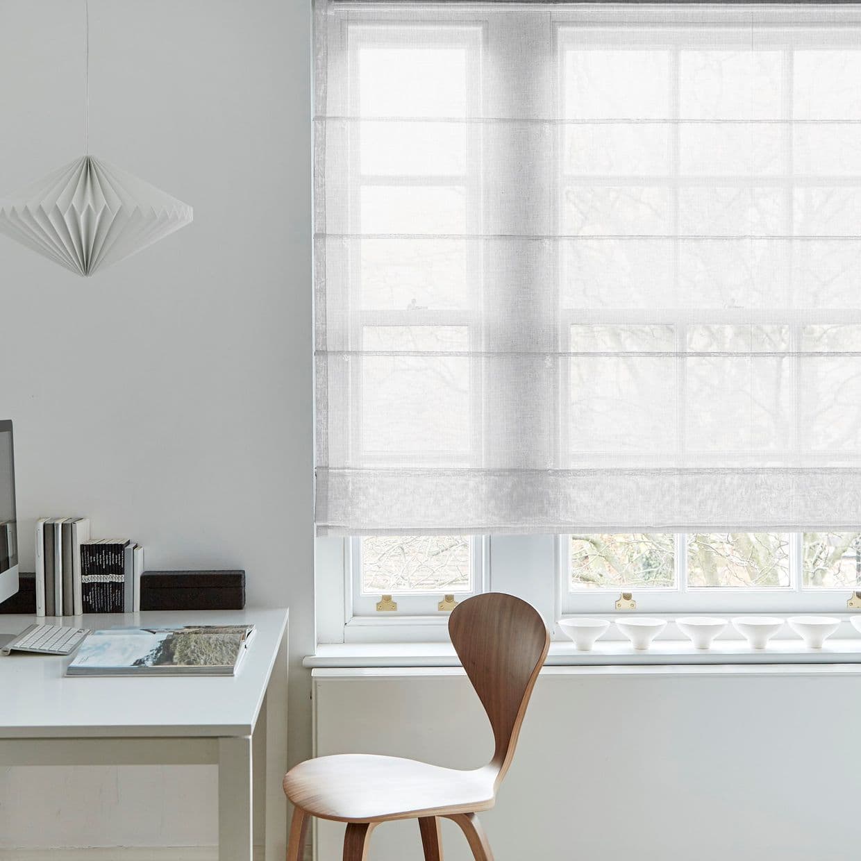 Serenity Chalk Voile Roman Blind