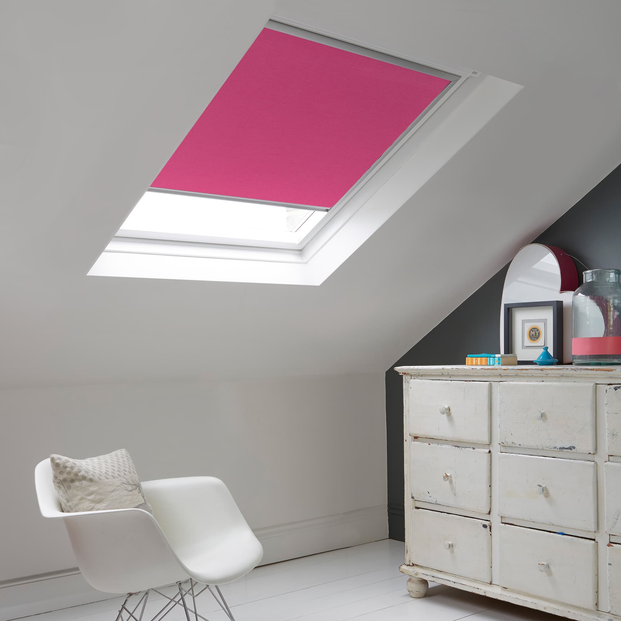 Azure Hot Pink Skylight Roller Blind