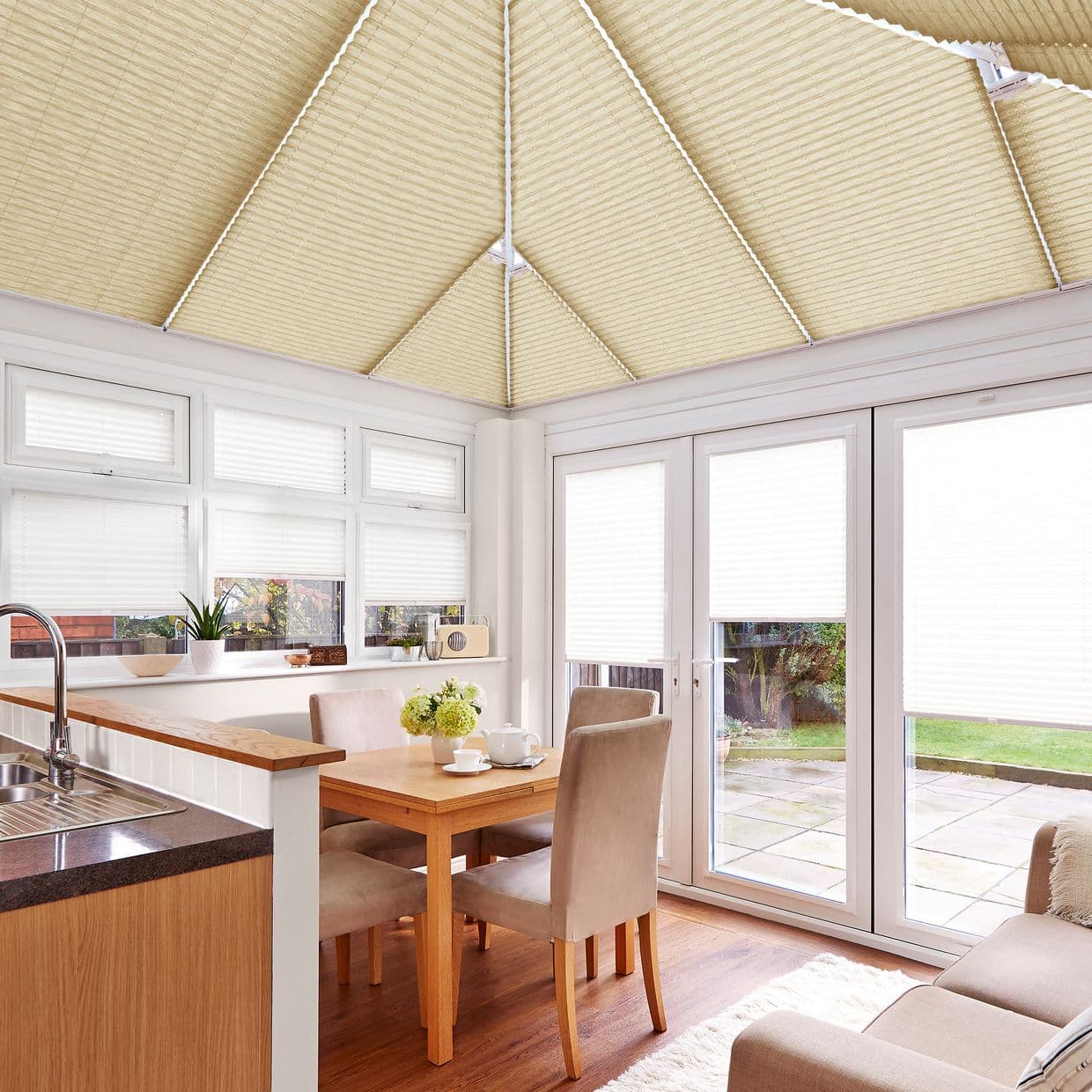 Profusion Champagne Gold Conservatory Roof Pleated Blind