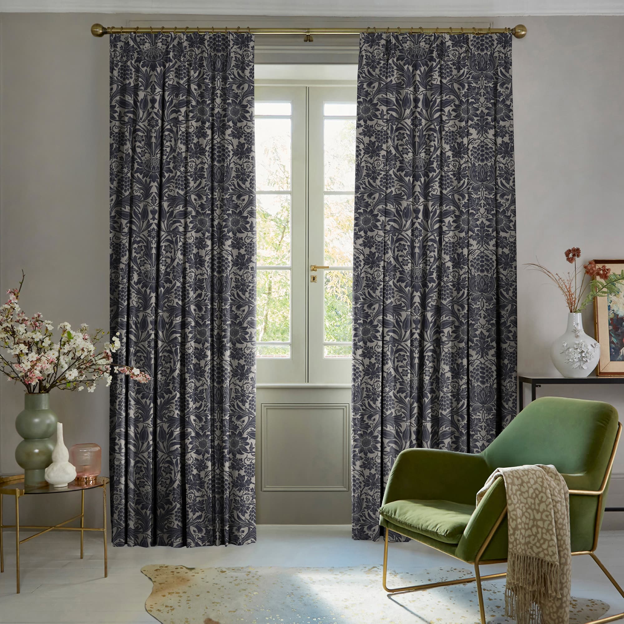 Sunflower Ink Wash Curtains