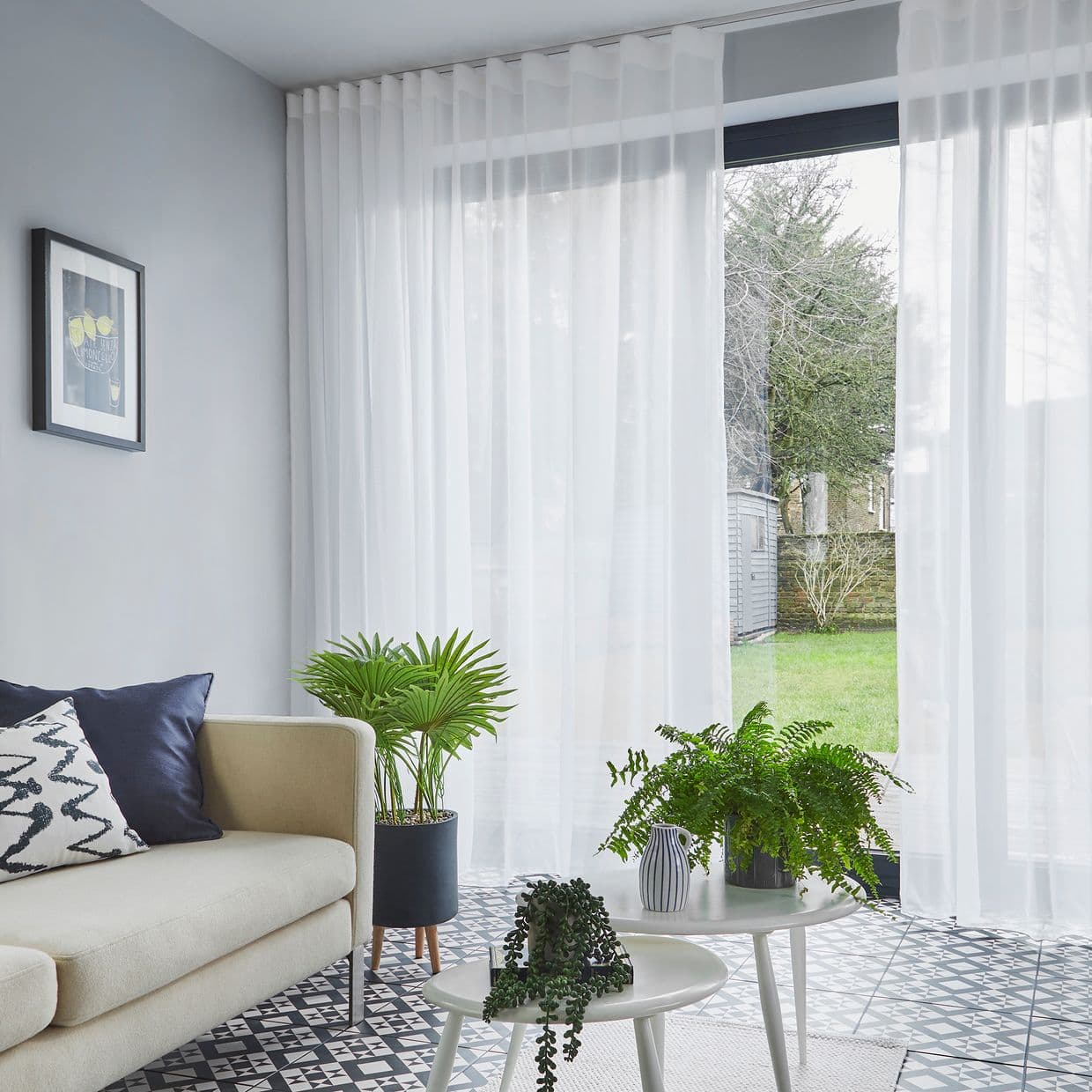 Astro White Voile Curtain