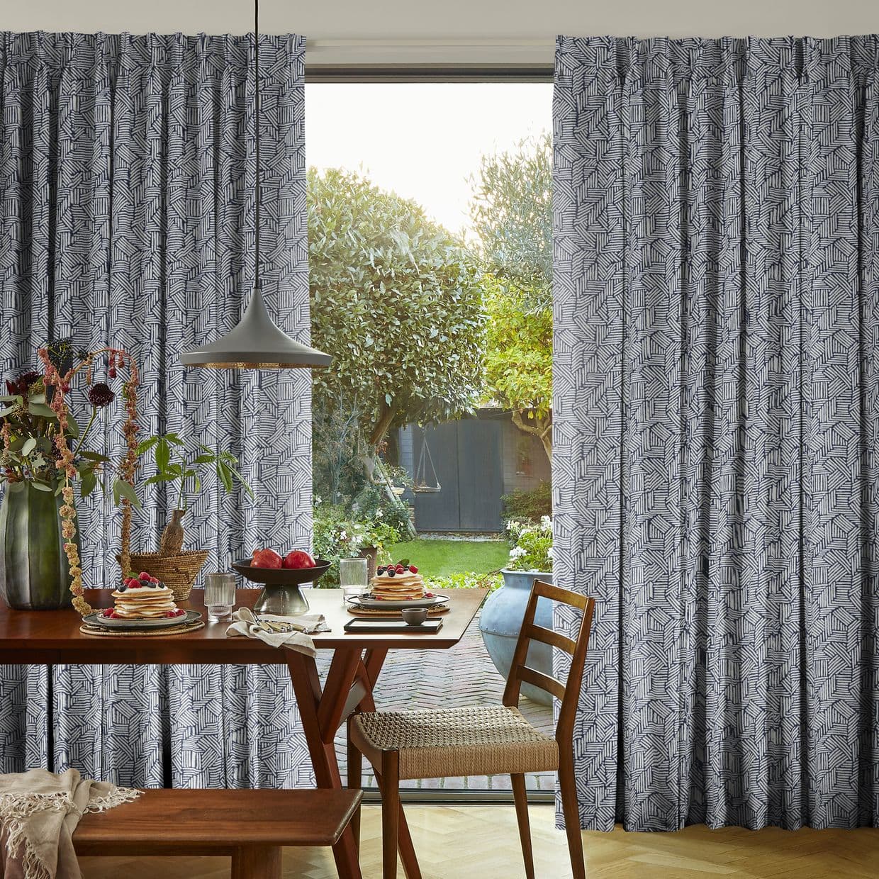 Parquet Blue Curtain