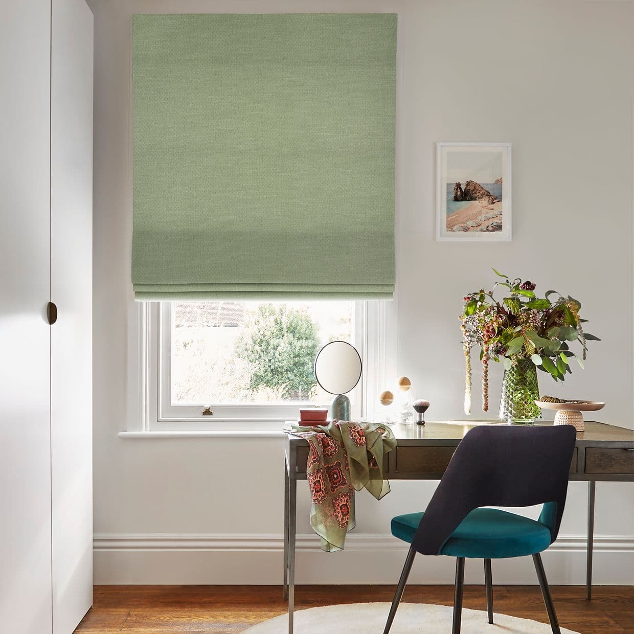 Pearl Olive Roman blind