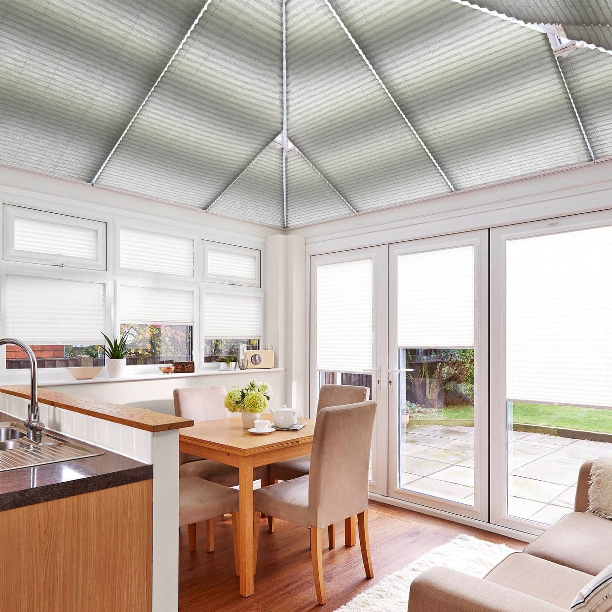 Harmony Grey Conservatory Roof Pleated Blind