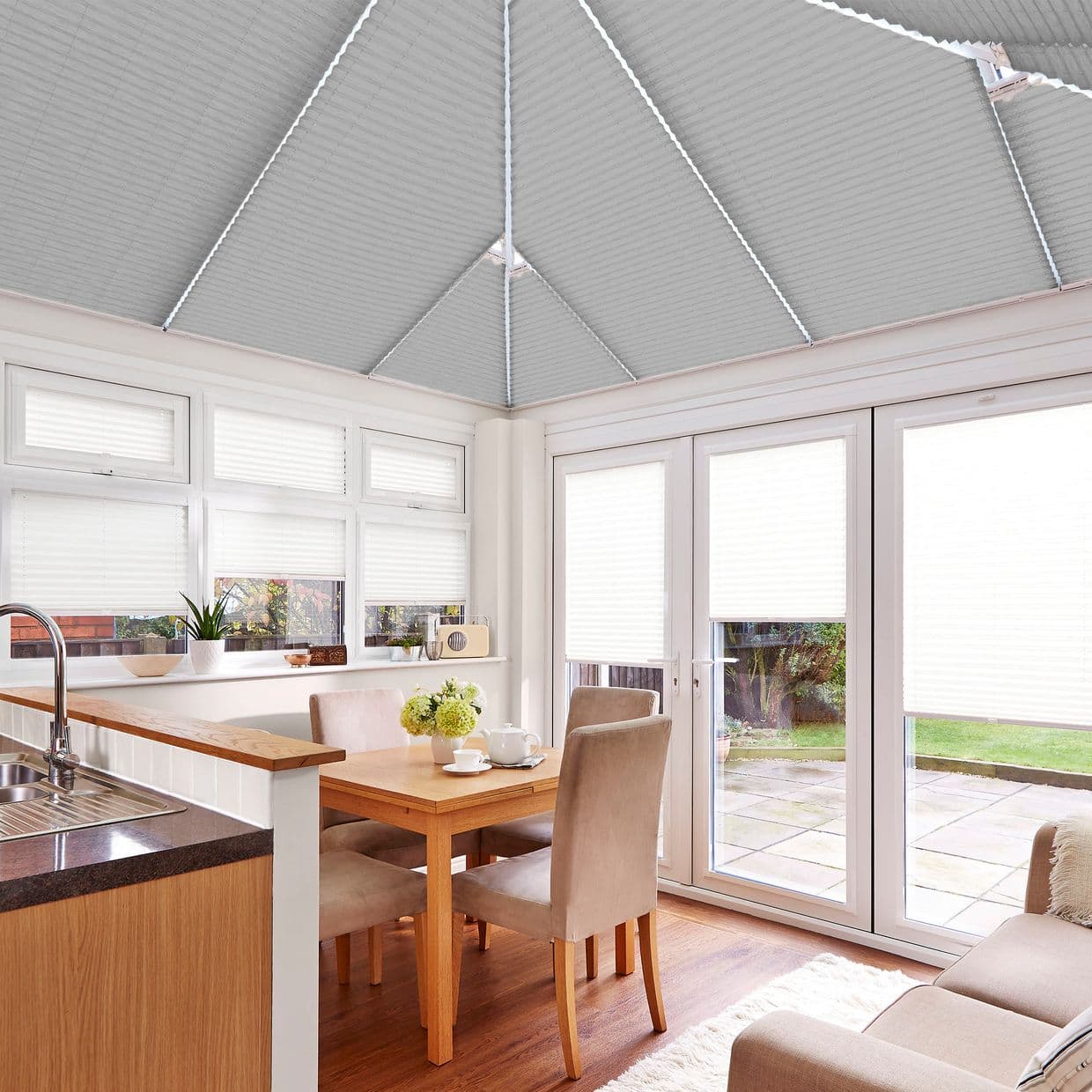 Zen Light Grey Conservatory Roof Pleated Blind