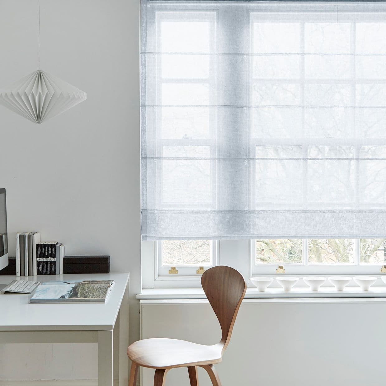Serenity White Voile Roman Blind