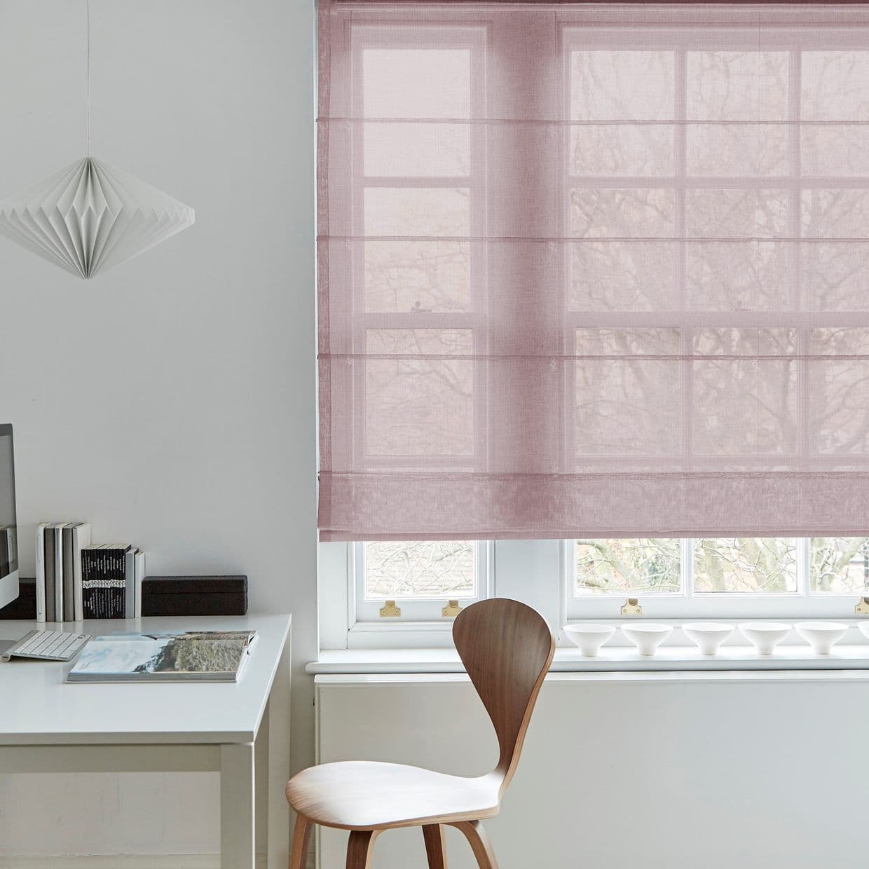 Serenity Mauve Voile Roman Blind