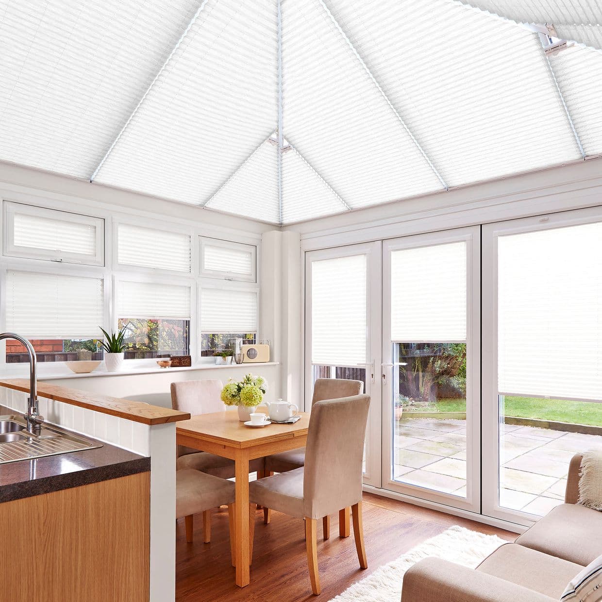 Zen White Conservatory Roof Pleated Blind