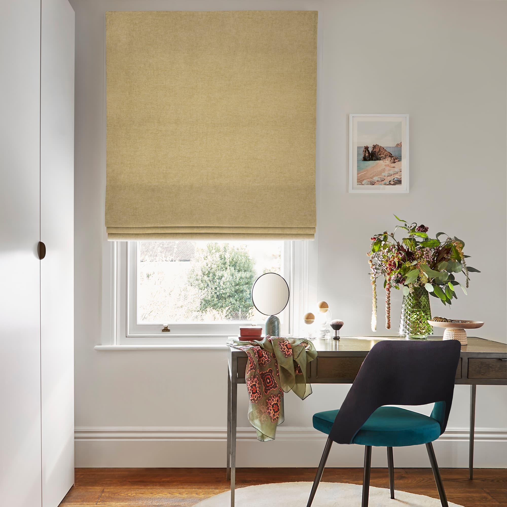 Pique Ochre Roman Blind