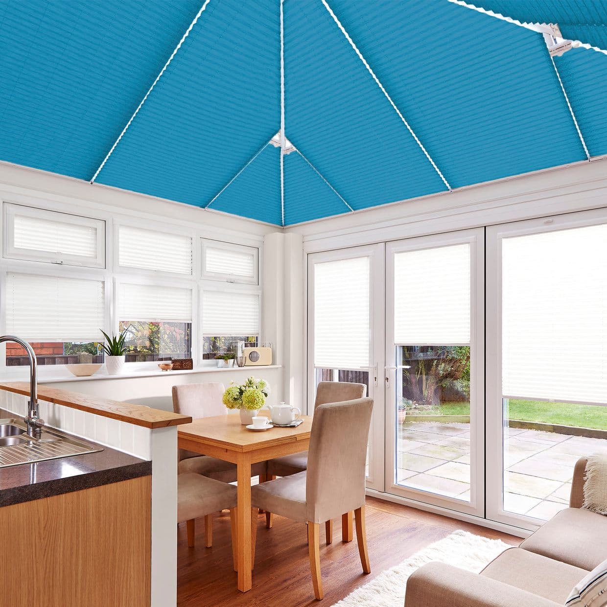 Tocarra Blue Conservatory Roof Pleated Blind