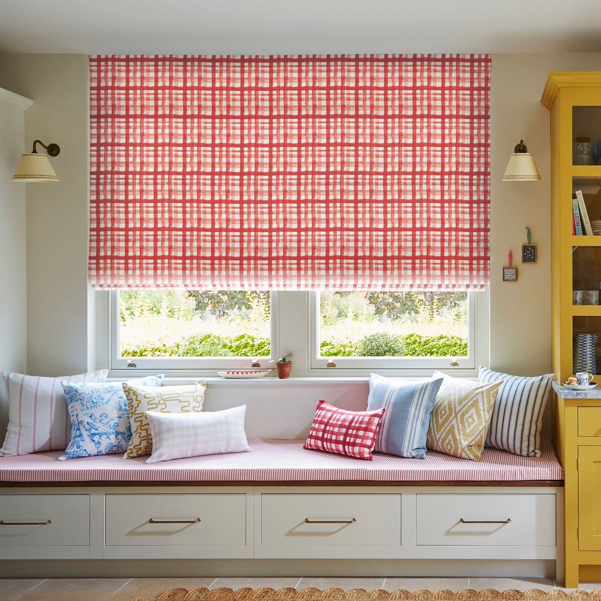 Gingham Rouge Roman Blind