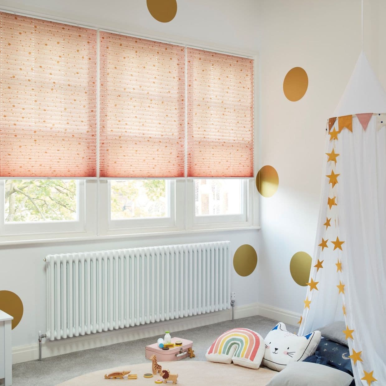Sparkle Dots Pink/Gold Pleated Blind