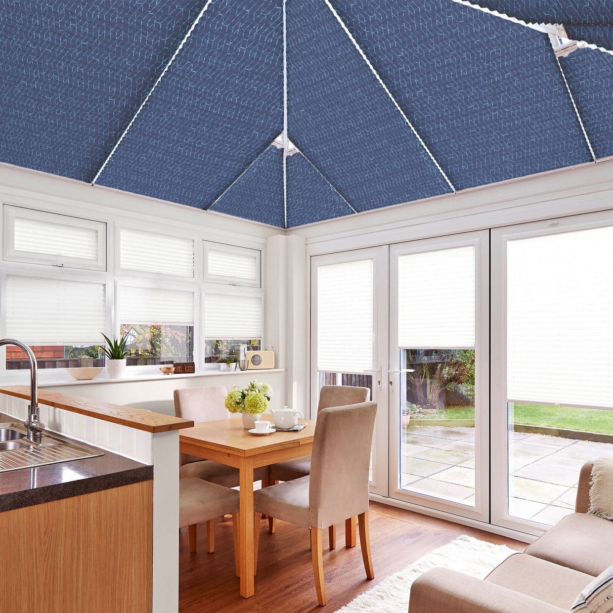 Gatsby Blue Conservatory Roof Pleated Blind