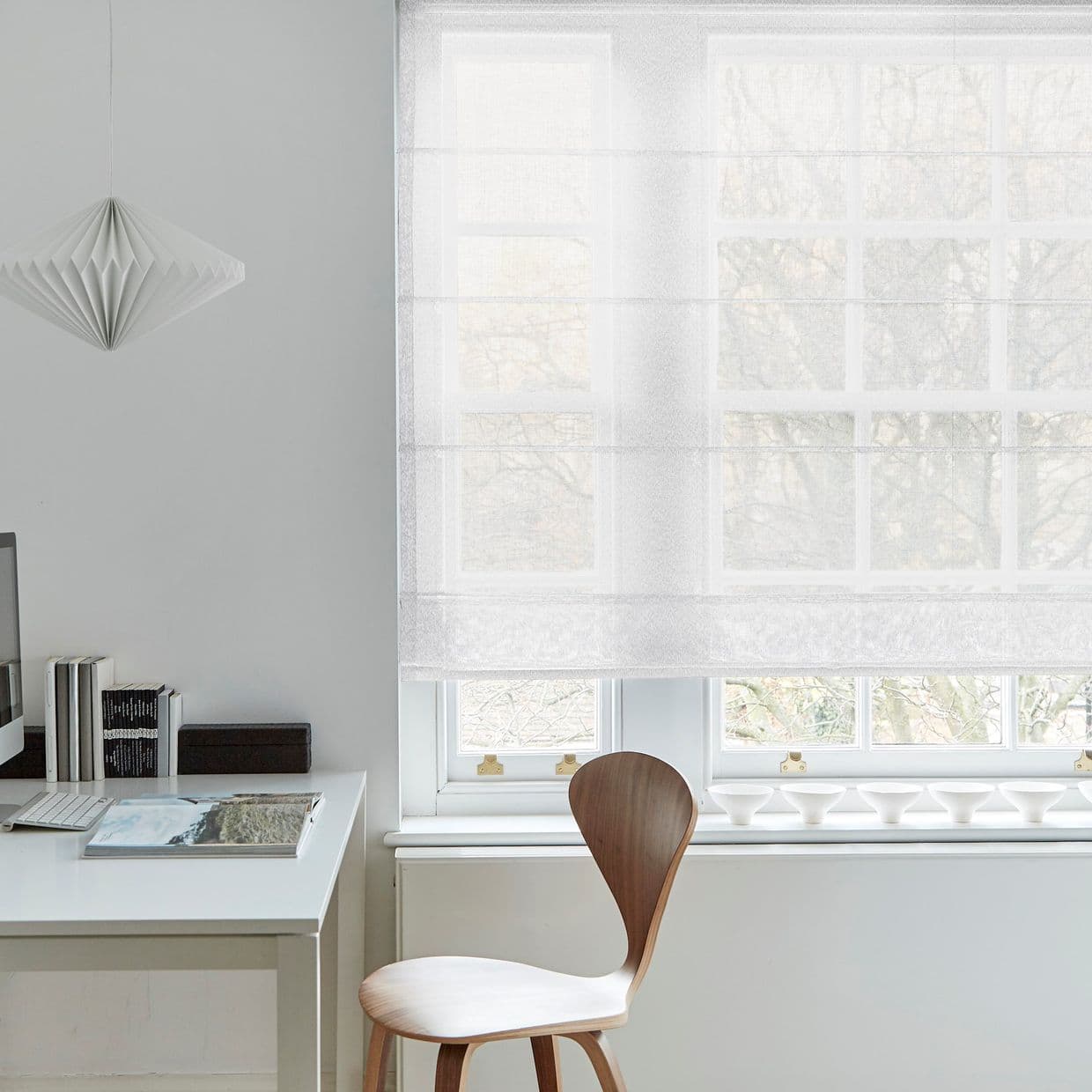Ozone White Voile Roman Blind
