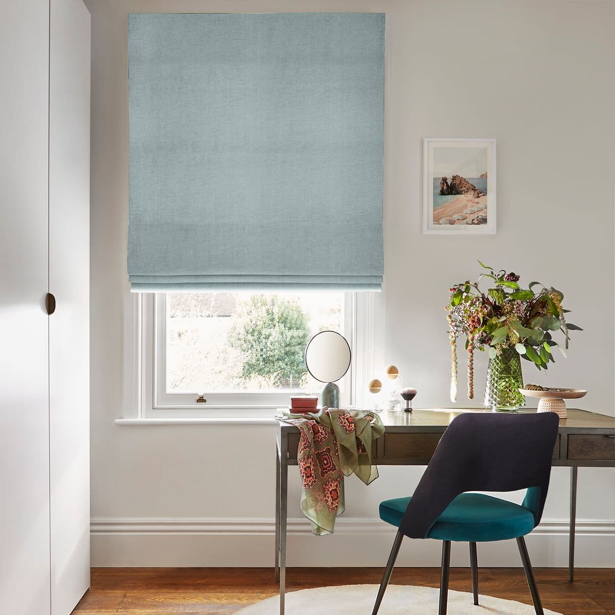 Clarence Sky Blue Roman blind