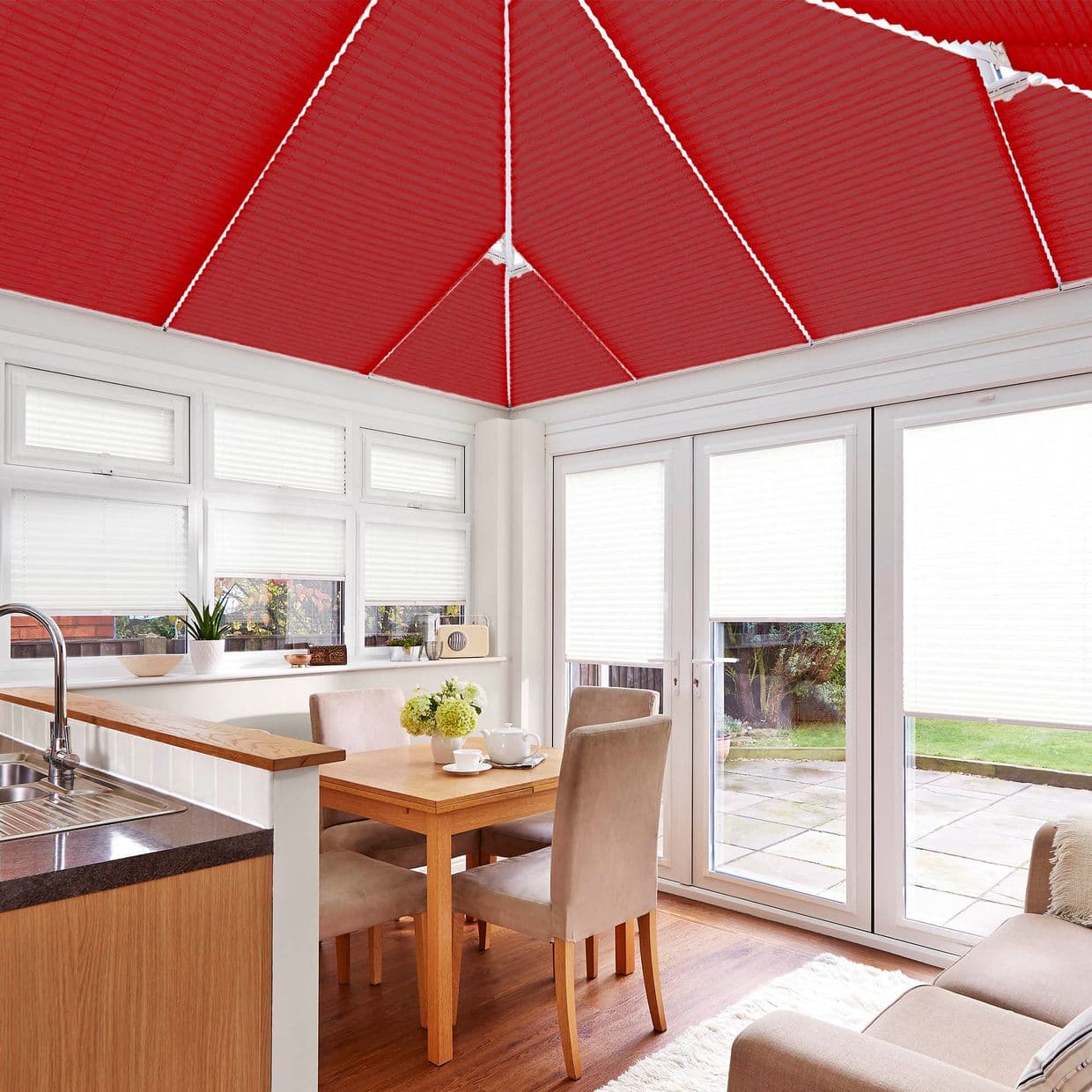 Lanbury Blackout Crimson Conservatory Roof Pleated Blind