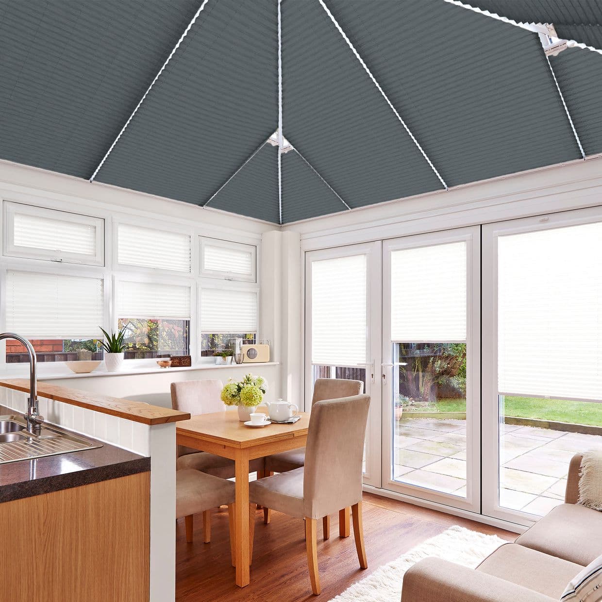 Zen Dark Grey Conservatory Roof Pleated Blind