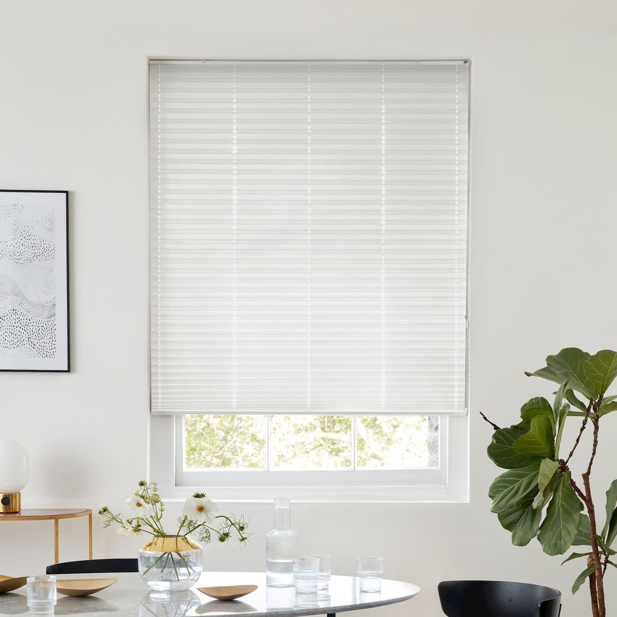 Mini Stripe White Pleated Blind