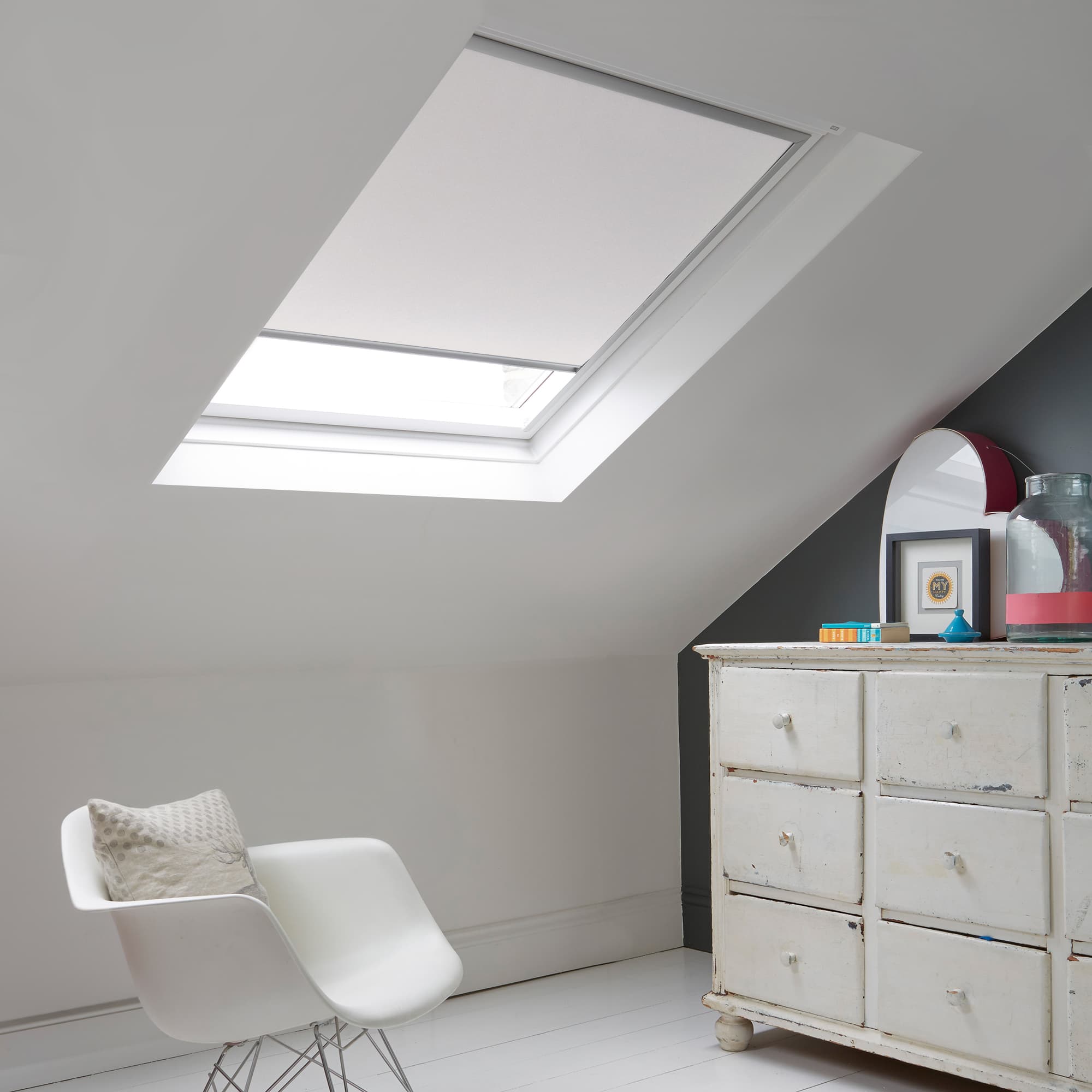 Azure Lily White Skylight Roller Blind