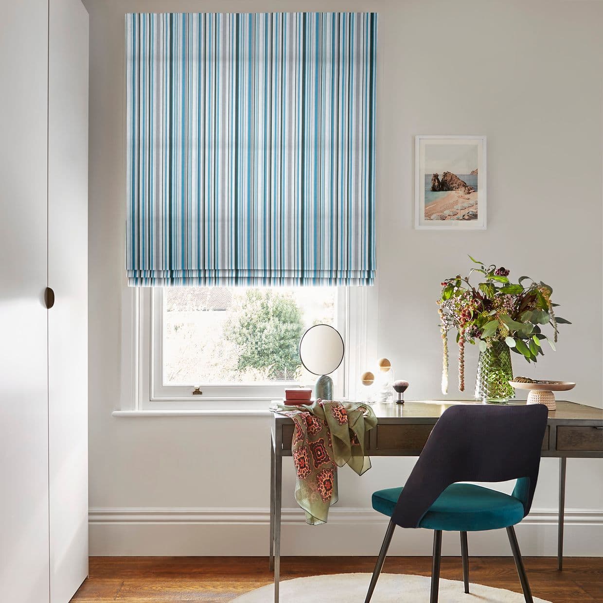 City Indigo Roman blind
