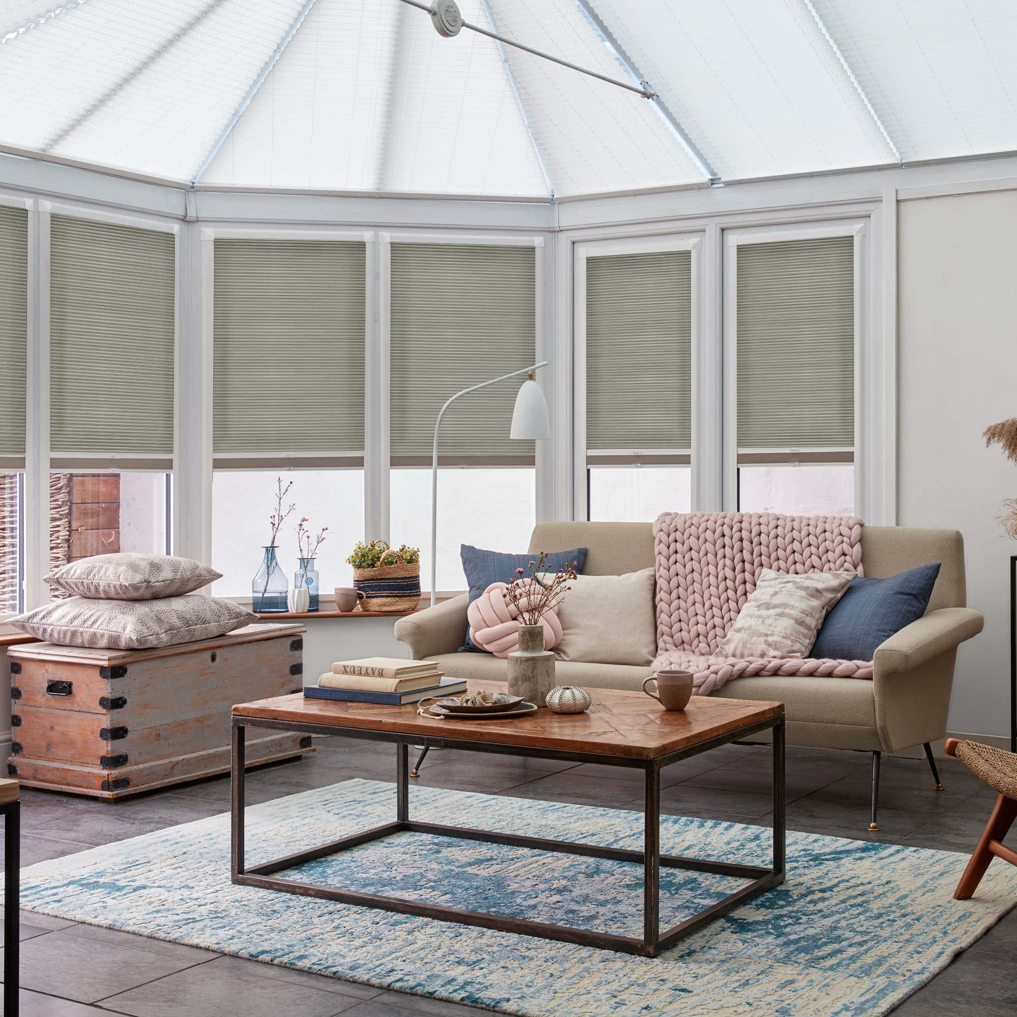 Duette PinStripe Hickory Ash Honeycomb blind