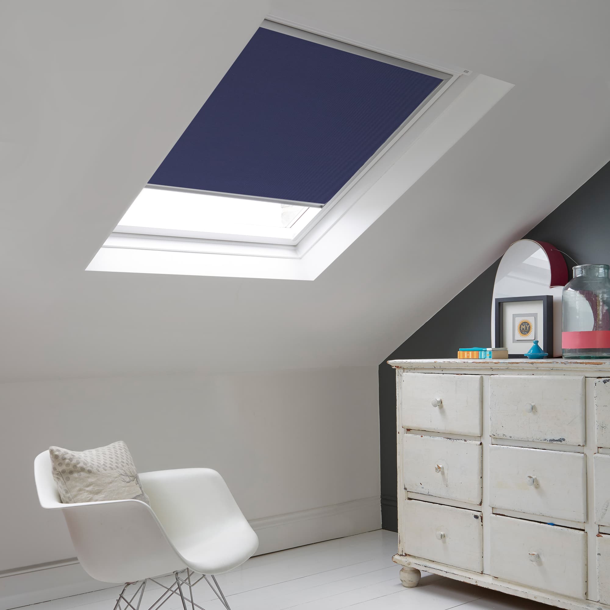 Splendor Ink Blue Skylight Roller Blind