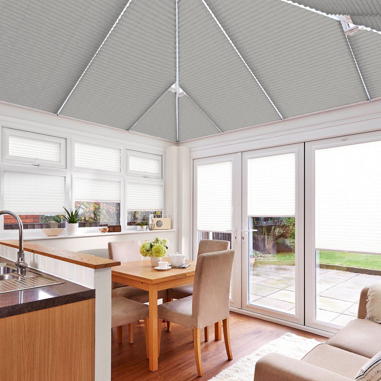 Lanbury Blackout Grey Conservatory Roof Pleated Blind